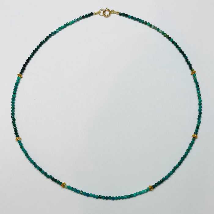 Theodosia Delicate Shaded Turquoise Necklace w/ 14K Gold beads