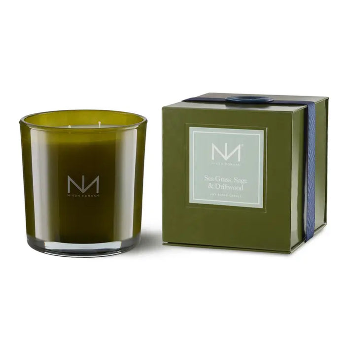 Niven Morgan Sea Grass, Sage & Driftwood: Double-Wick Candle