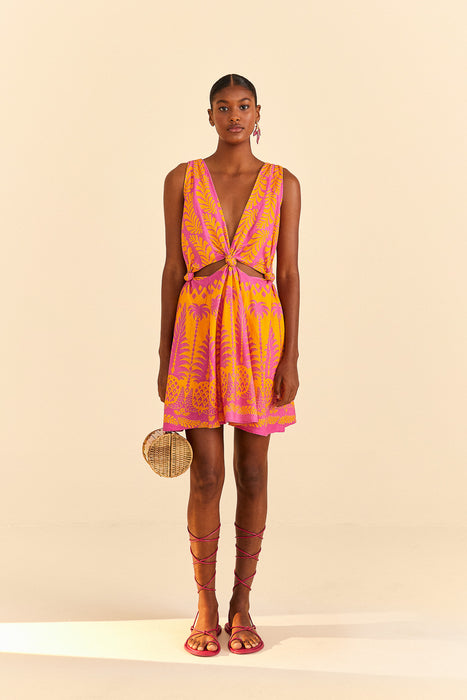 FARM RIO Pineapple Love Orange Mini Dress
