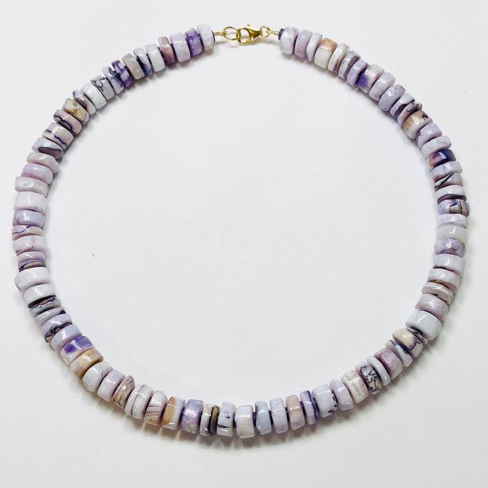 Theodosia heishi cut blackberry opal candy necklace