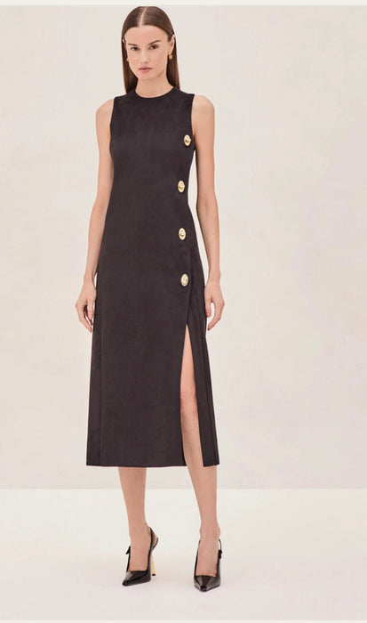 Alexis Kalita Midi Black Suede Dress