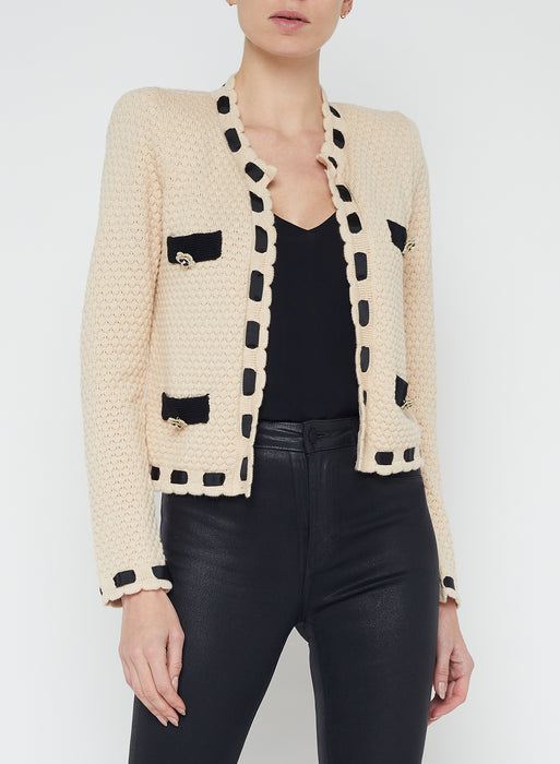 L'agence Astor Contrast Trim Cardigan