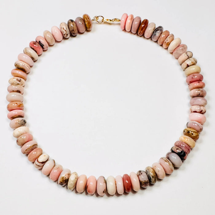 Theodosia Speckled Pink Opal Candy Necklace