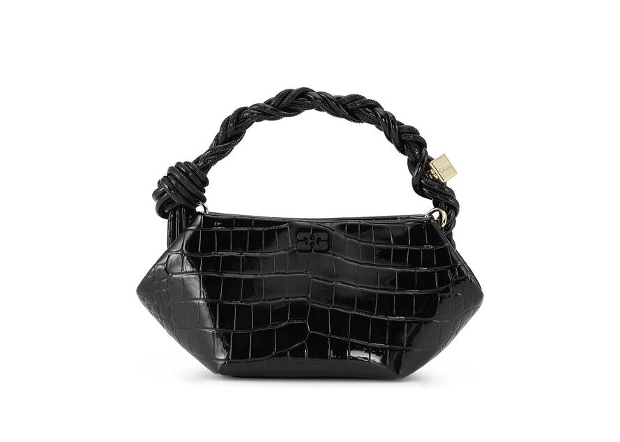 Ganni Mini Bou Black Croc Bag