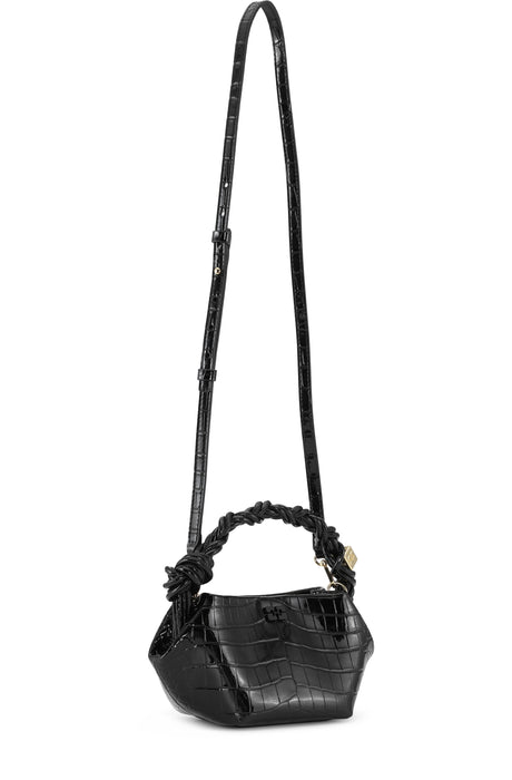 Ganni Mini Bou Black Croc Bag