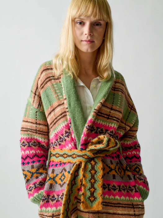 Lingua Franca Bianca Plaid Fair Isle Robe