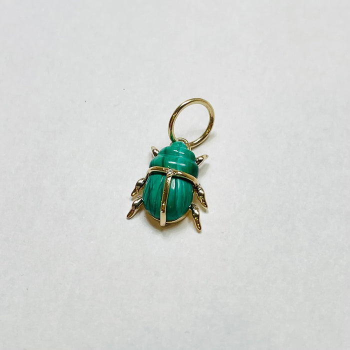 Theodosia Scarab Beetle Mini Malachite Pendant