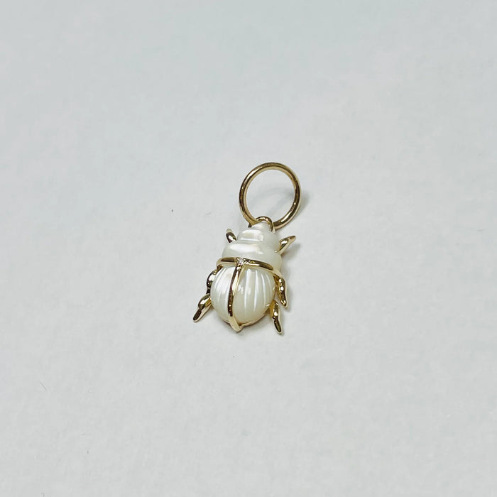 Theodosia Scarab Beetle Mother of Pearl Mini Pendant