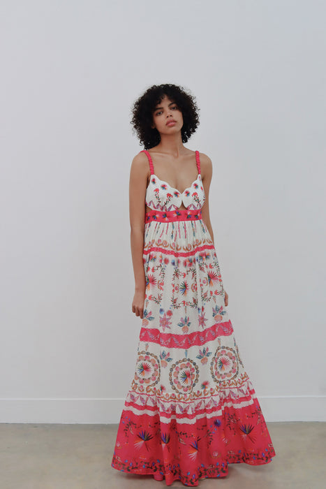 Saloni Naki Long Dress (shell mosaic)