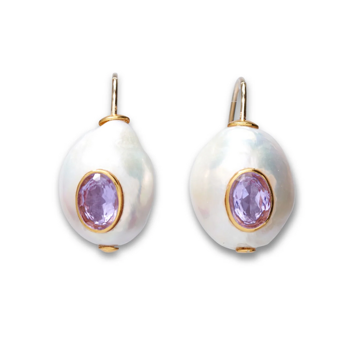 Lizzie Fortunato Pearl Pablo Earrings in Pink Amethyst