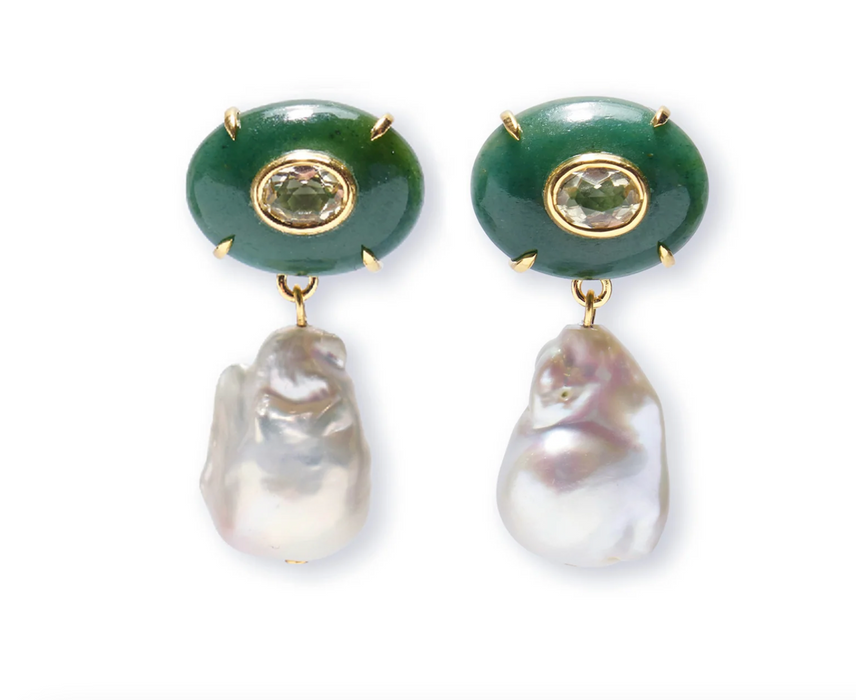 Lizzie Fortunato Plaza Pearl Earrings in Jade