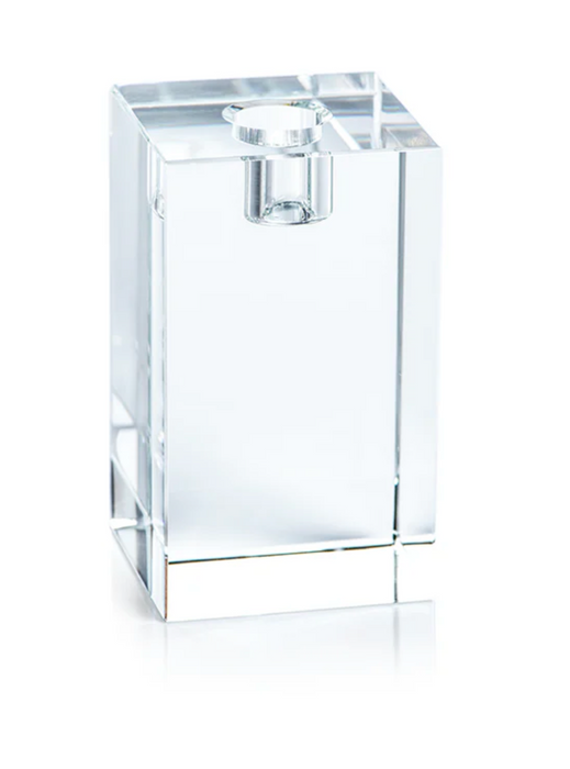 Square Crystal Glass Taper Holder - Large