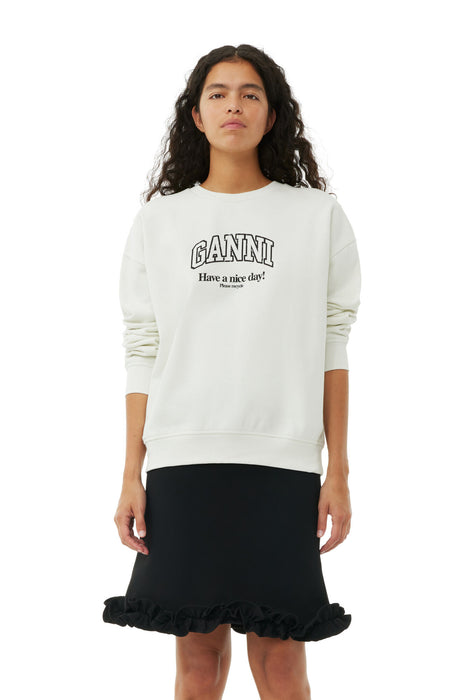 Ganni White Grey Isoli Oversized Sweatshirt