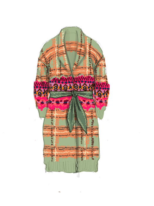 Lingua Franca Bianca Plaid Fair Isle Robe