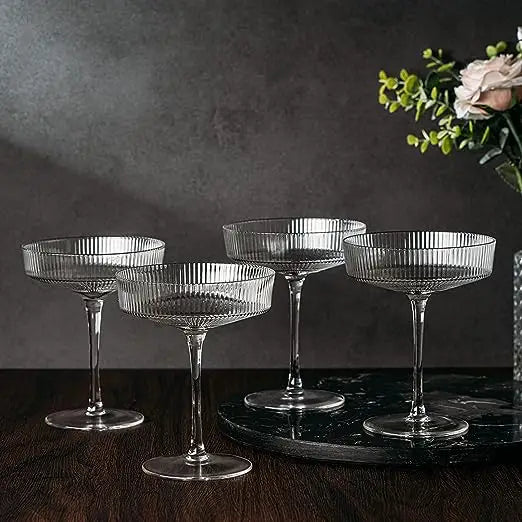 Coupe Glasses Ribbed Coupe Cocktail Glasses 7 oz | Set of 4