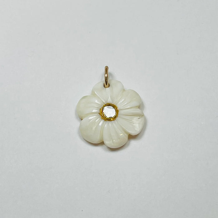 Theodosia Carved White Agate Flower Pendent