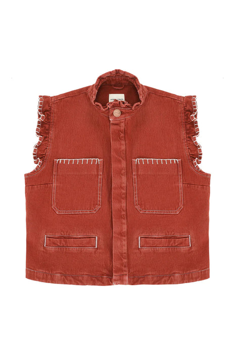 Seventy + Mochi Pablo Vest In Dark Rust