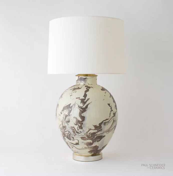 Paul Schneider - VALENTINE lamp is shown in our Geode #068 (Salon Drab + Ivory) glaze pattern