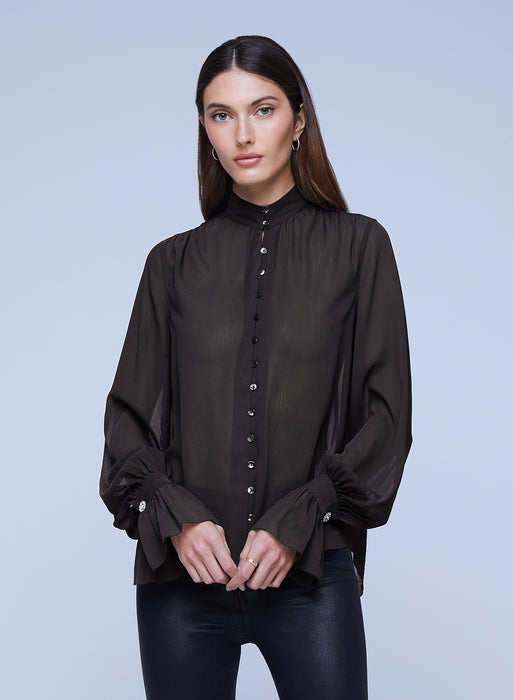 L'Agence Marion Ruffle Sleeve Blouse