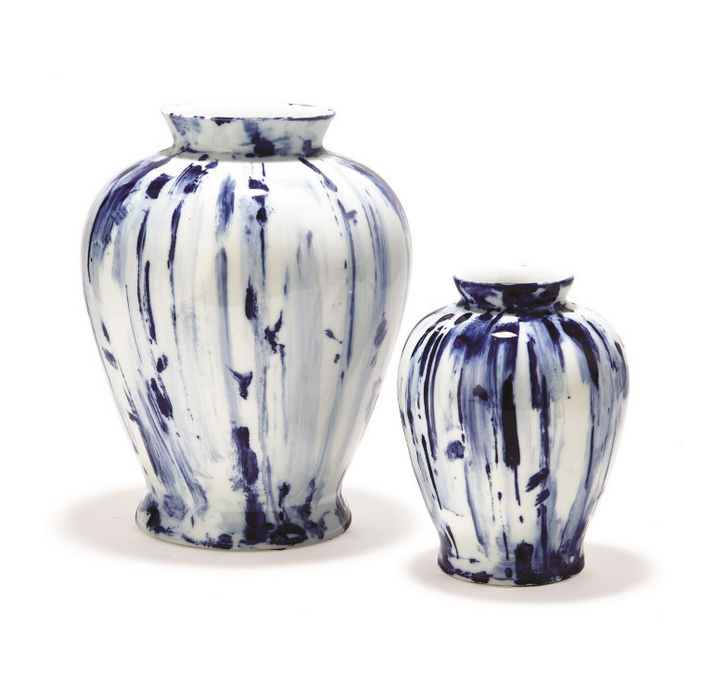 Twos Company Blue and White Hand-Painted Vase - Small