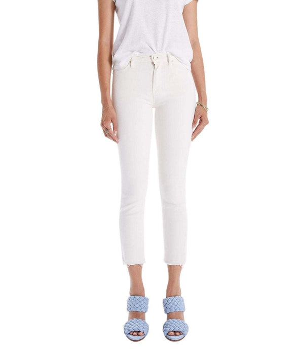 Mother Mid Rise Dazzler Crop Fray (cream puffs)